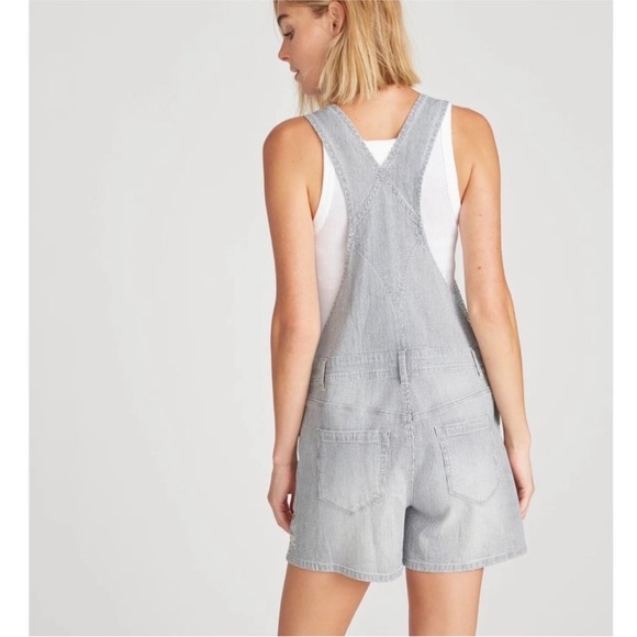 Free People Driftwood Pinstripe Embroidered Shortalls - Picture 4 of 4